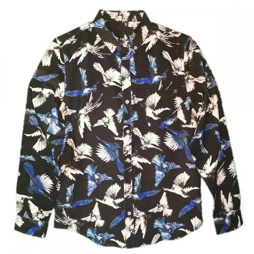 Men's Causal Digital Print Corduroy Long Sleeve Shirt