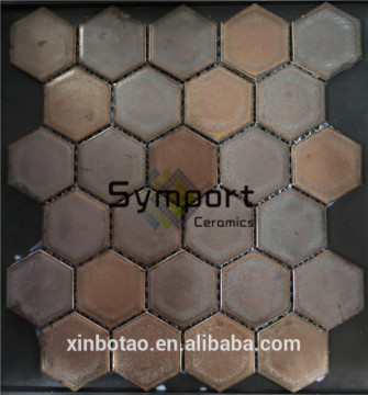rustic hexagonal glazed ceramic mosaic tile