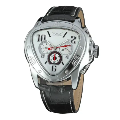 Leather Three eyes Triangle Watch Colorful Sub-dial