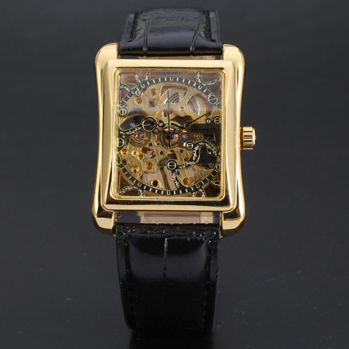 luxury vintage rectangle mechanical movement men watch