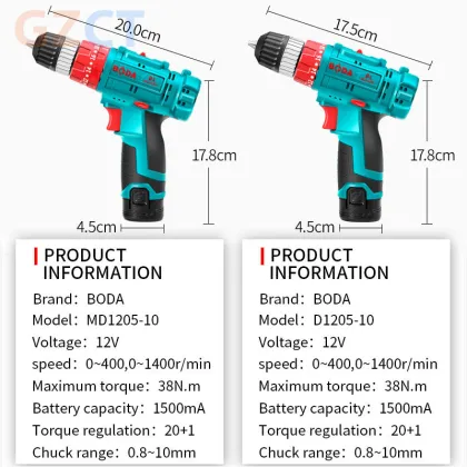 BODA Electric Screwdriver 12V Cordless Drill
