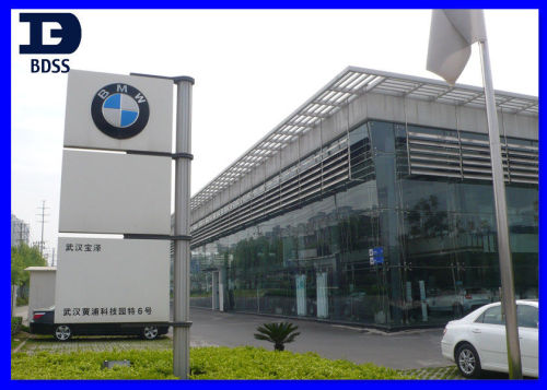 Prefabricated Glass Wall Automobile Showrooms Steel Structure With Pvc Sliding Window