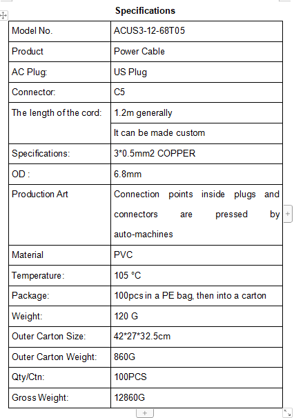 us plug ac cable