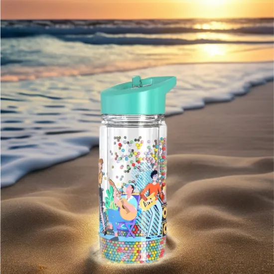 250ml Double-Wall Kids Water Bottle with Colored Foam Ball, PP Material, Back School Festivals Straw Type and Logo - Plastic Drinking Bottle