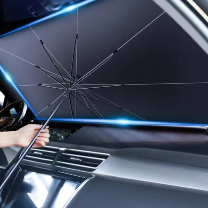 Portable Silver Glue Sunscreen Umbrella: Foldable Car Sun Shield