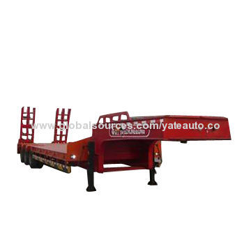 3 Axles Low Bed Semi Trailer, BPW or FUWA Axle, 40 to 50T Rated Loading, ABS Brake System