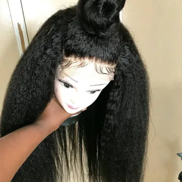 Wholesale Virgin Hair Vendors Hot Selling Virgin Human Hair Kinky Straight Lace Wig Long Closure Wig For Black Women