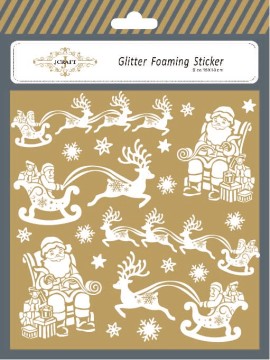 Elk ve Noel Baba Parıltılı Köpük Çıkartma