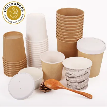 Custom Printed Eco-Friendly Disposable Paper Soup Cups with Lids