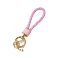 Hot Sale PU Leather Braided Woven Rope Keychain DIY Bag Key Chain Holder Car Trinket Keyring Promotional Keychains & Carabiners