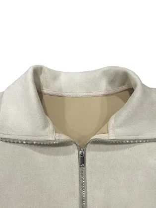 Ladies' khaki half open casual sports pullover outer wear