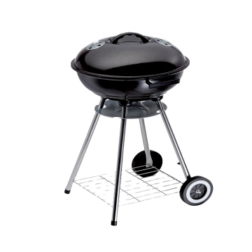 Easy Assemble Durable Two Wheels Black Camping Barbecue Grill Charcoal Portable Bbq Kettle Grill