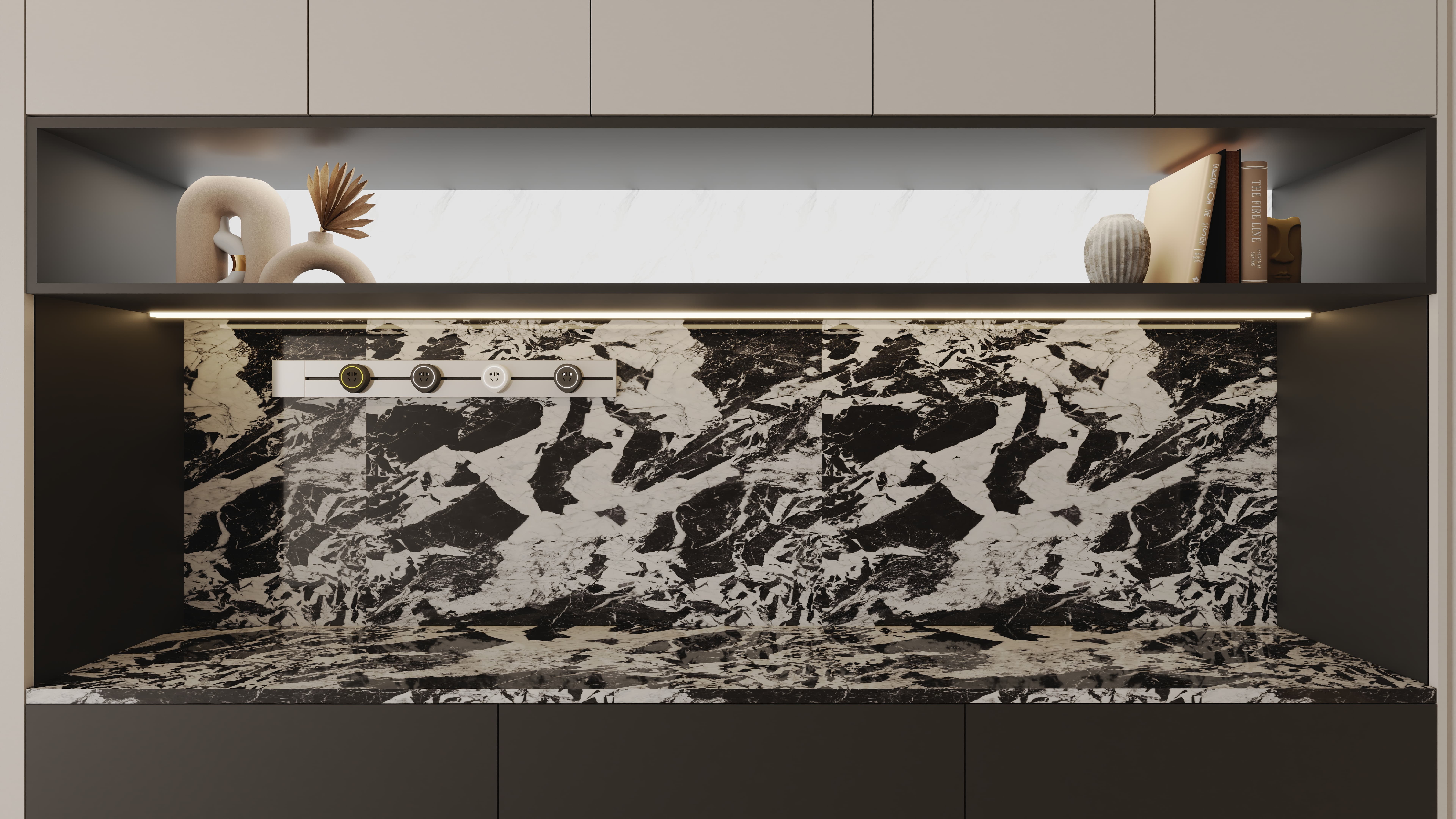 Черный шкаф для хранения столовой