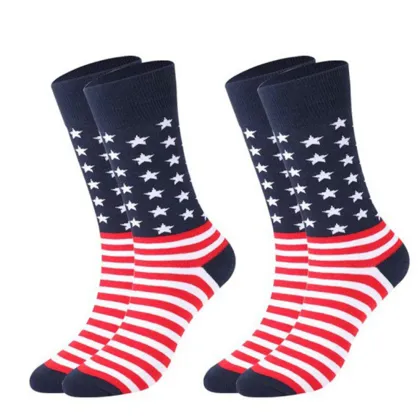 2025 Men's Novelty American Flag Dress Socks - Patriotic Freedom USA Pattern Mid Calf Crew Socks