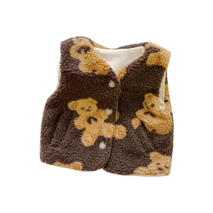 Padded Lamb Fur Baby Bear Vest