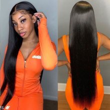 کلاه گیس توری مستقیم استخوانی کلاه گیس طبیعی موهای انسان خام برزیل موهای باکره HD HD FULL LACE WIG FRONT