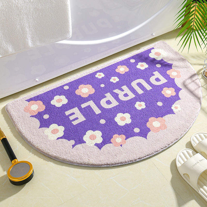 Absorbent Anti Slip Semicircle Cute Cashmere Bath Mat