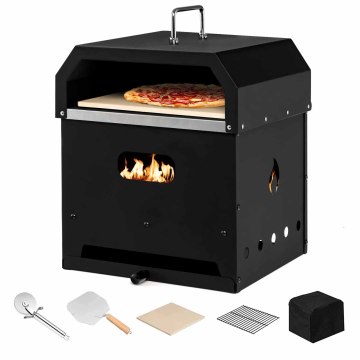 4 In 1 Detachable Outdoor Pizza Oven 2-Layer Charcoal Firewood Pellets Pizza Maker with Pizza Stone