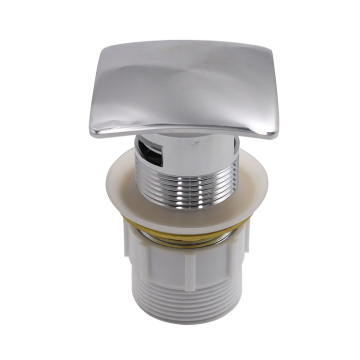 Modern Chrome Finish Click-Activated Overflow Push Button Bathroom Sink Basin Drain Strainer