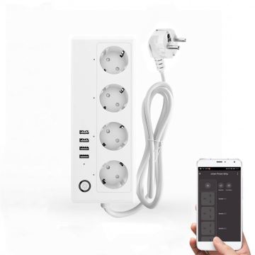 Multi-Sock Outlet z 4 przedziałem i 4 USB Multi-Socket Gulet z ochroną i przełącznikiem UE WiFi Power Strip Smart
