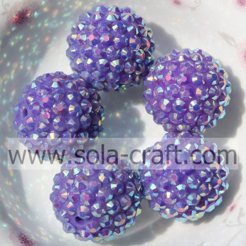 Perline viola all&#39;ingrosso del Rhinestone 20 * 22MM della resina di colore AB per gioielli