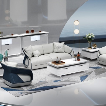 L-shaped leather sofa in the conference room