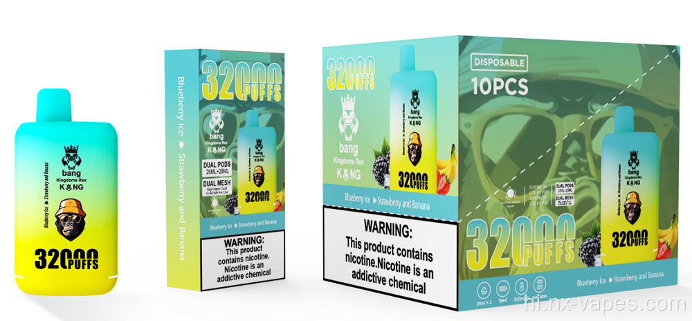 पफ 32K बैंग 32000 vape डिस्पोजेबल पॉड थोक