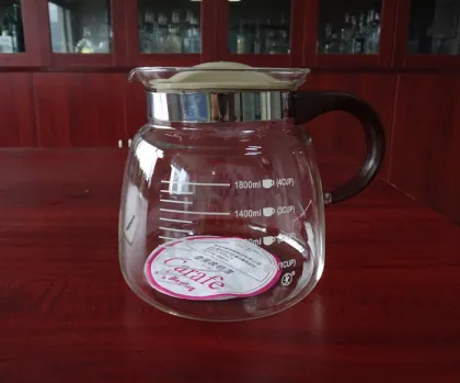 Custom made heat resistant 1800ml big pyrex glass teapot with handle