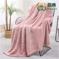 Manta de flanela jacquard de trigo rosa pele