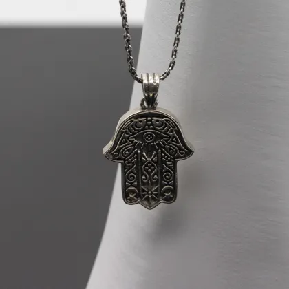 Real 925 Sterling Silver Pendant Necklace - Men's Thai Silver Retro Old Punk Jewelry