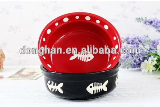 embossed ceramic pet bowl and feeders with oem printing,