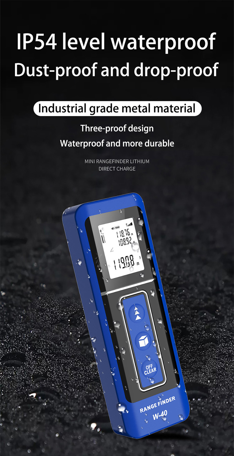 IP54 level waterproof Handheld Distance Meter 40m