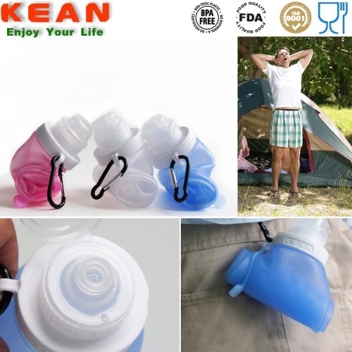 Eco Friendly Reusable Leak-proof Go Hiking Light Squeezable BPA Free Silicone Foldable Water Bottle