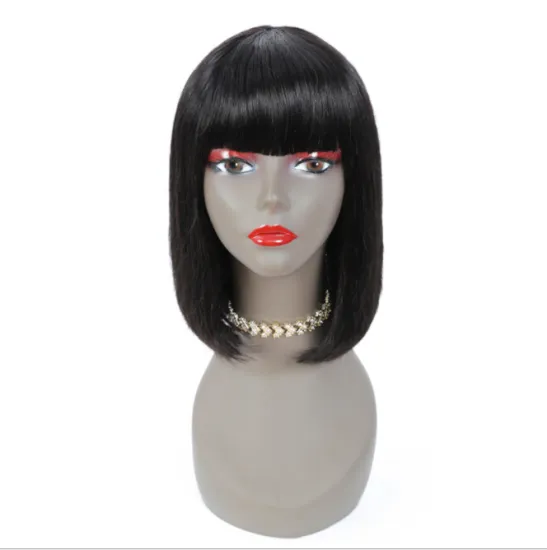 Bob Human Hair Natural Black 8-14 Inch Silky Straight Peruvian Short Bob Wigs Lace Front
