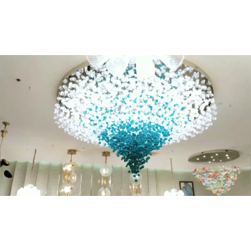 Hotel lobby crystal glass chandelier led pendant light