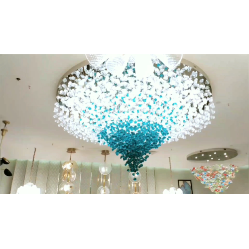 Hotel lobby crystal glass chandelier led pendant light