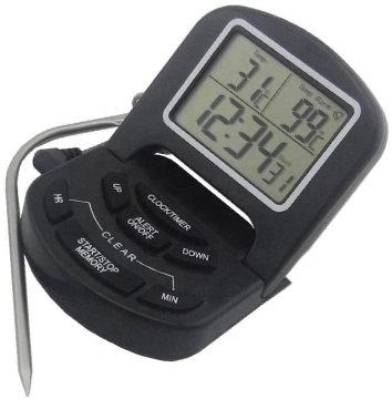 ROKTOOLS Kitchen Food Thermometer with Black Probe and Timer (0-300 Degrees)