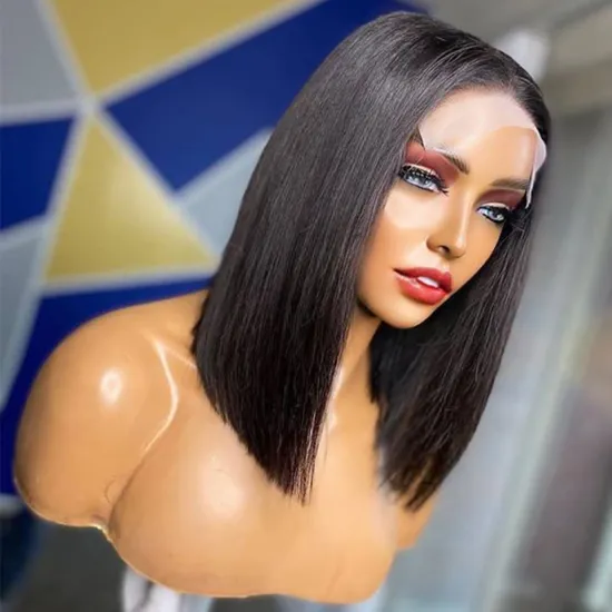 Virgin Cuticle Aligned Pre-Plucked 13x4/4x4 Lace Bob Wigs,Glueless 613 Blonde Lace Closure Brazilian Human Hair Frontal Wigs
