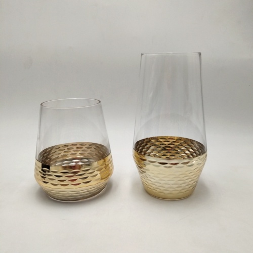 vasos de bola alta grabados en oro copa de vino sin tallo