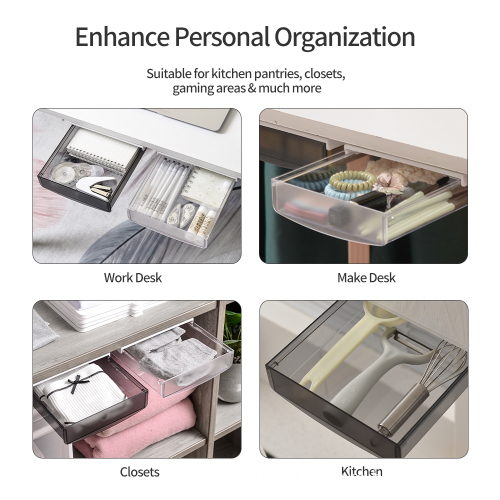 Self-Adhesive Slide-Out Desk Organizer Tray for Office & Home