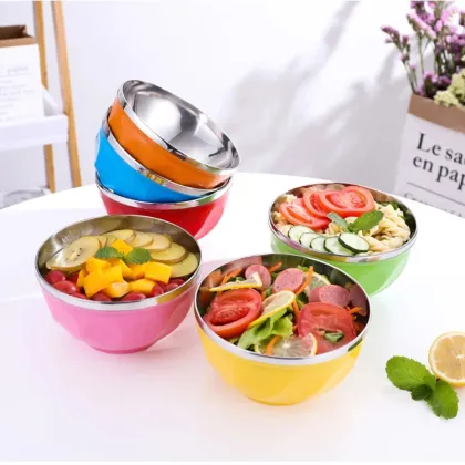 Stainless Steel Insulated Kids Dining Bowl - Wholesale Colourful Salad and Rice Bowl