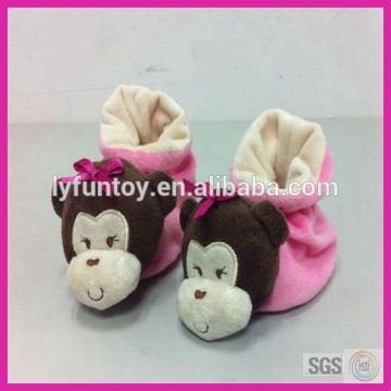 Cute monkey Winter Customed animal plush slippers For Kids