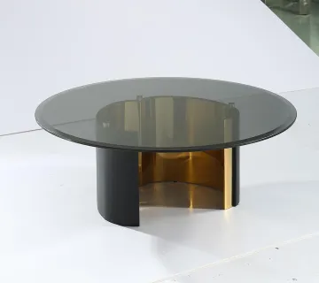 Modern Metal Round Glass Coffee Table