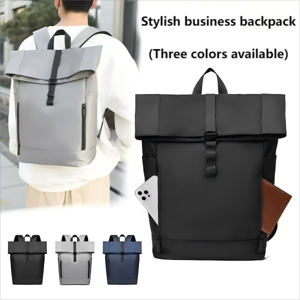 Durable roll-top laptop backpack for commuters
