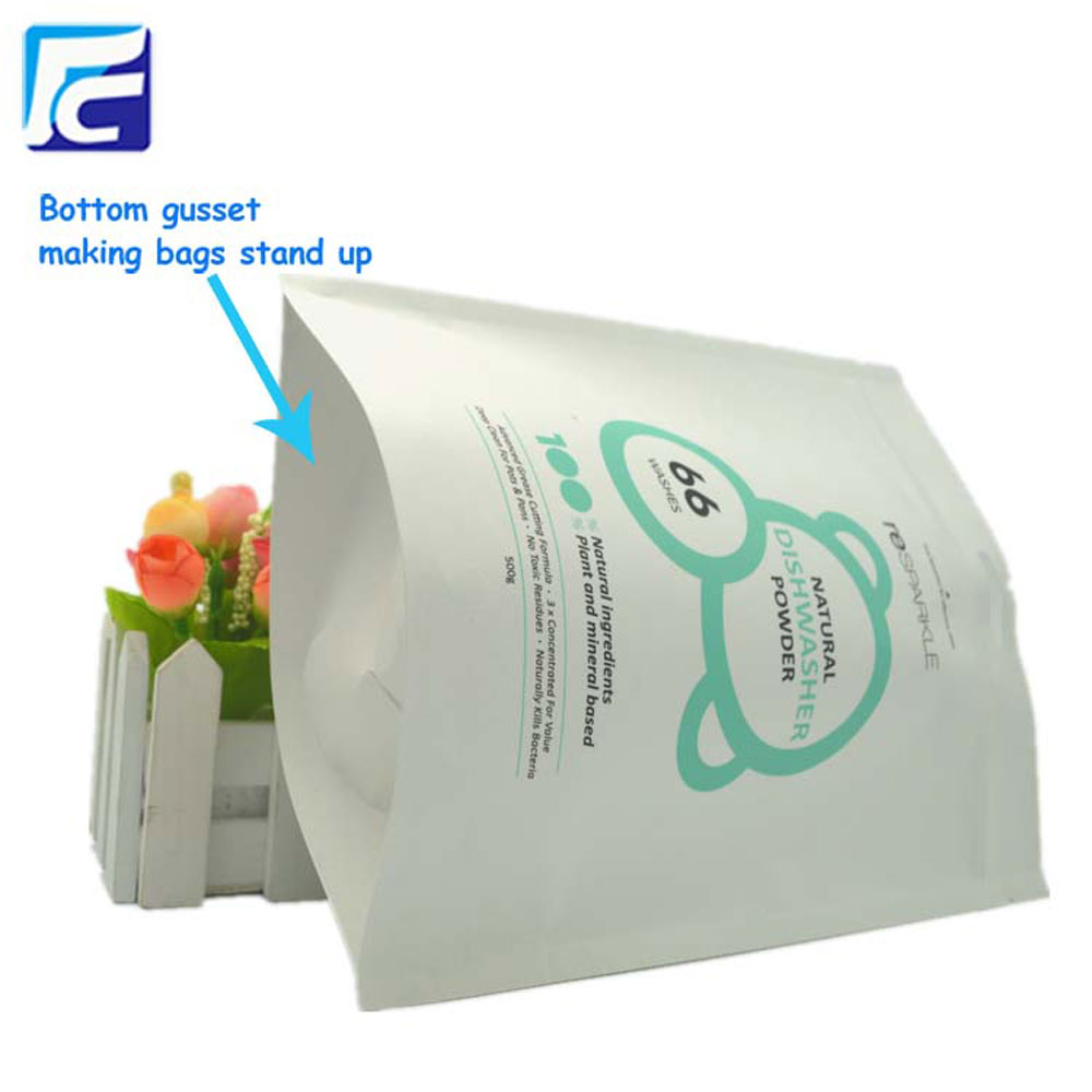 White kraft paper foil zipper whey protein bag