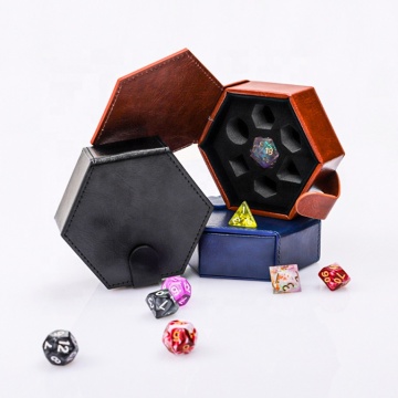 LM polyhedral exugonal dice case - Dungeons and Dragons Pu Leather Box