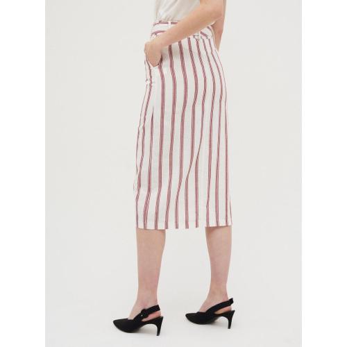 Ladies striped button casual skirt