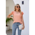 Top Summer Blouse V Neck Solid Casual
