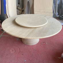 Outdoor Travertine Round Rotating Dining Table