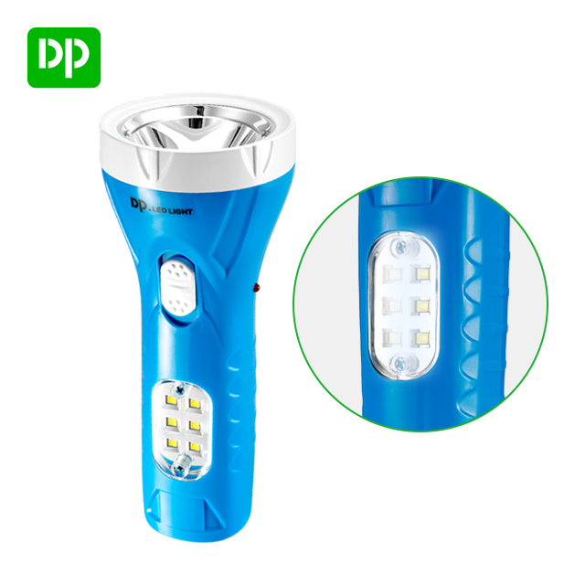 Rechargeable LED Flashlight Torch with Side Light and Built-in Charger